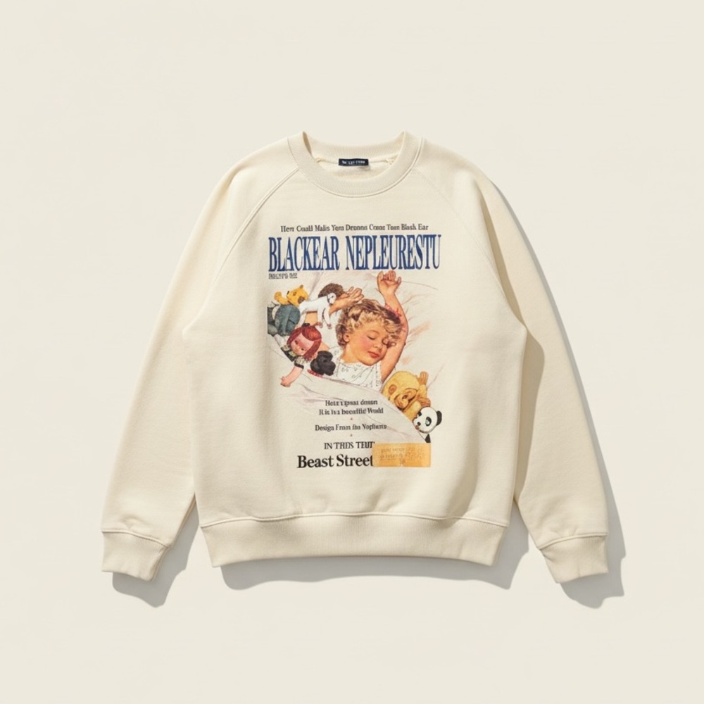 Beast Street Graphic Cream Sweatshirt